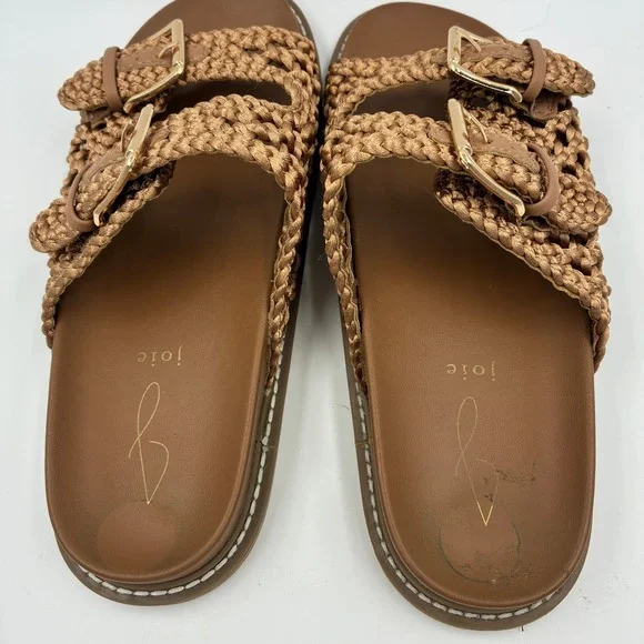 Joie Weaver Tan Macrame Double Buckle Slide Sandals Womens Size 8M Brown - Picture 11 of 16